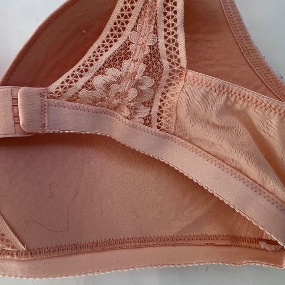 Knix Lace Deep V Bralette Size XXL Peach Lightweight Thin Adjustable Straps - Picture 4 of 5